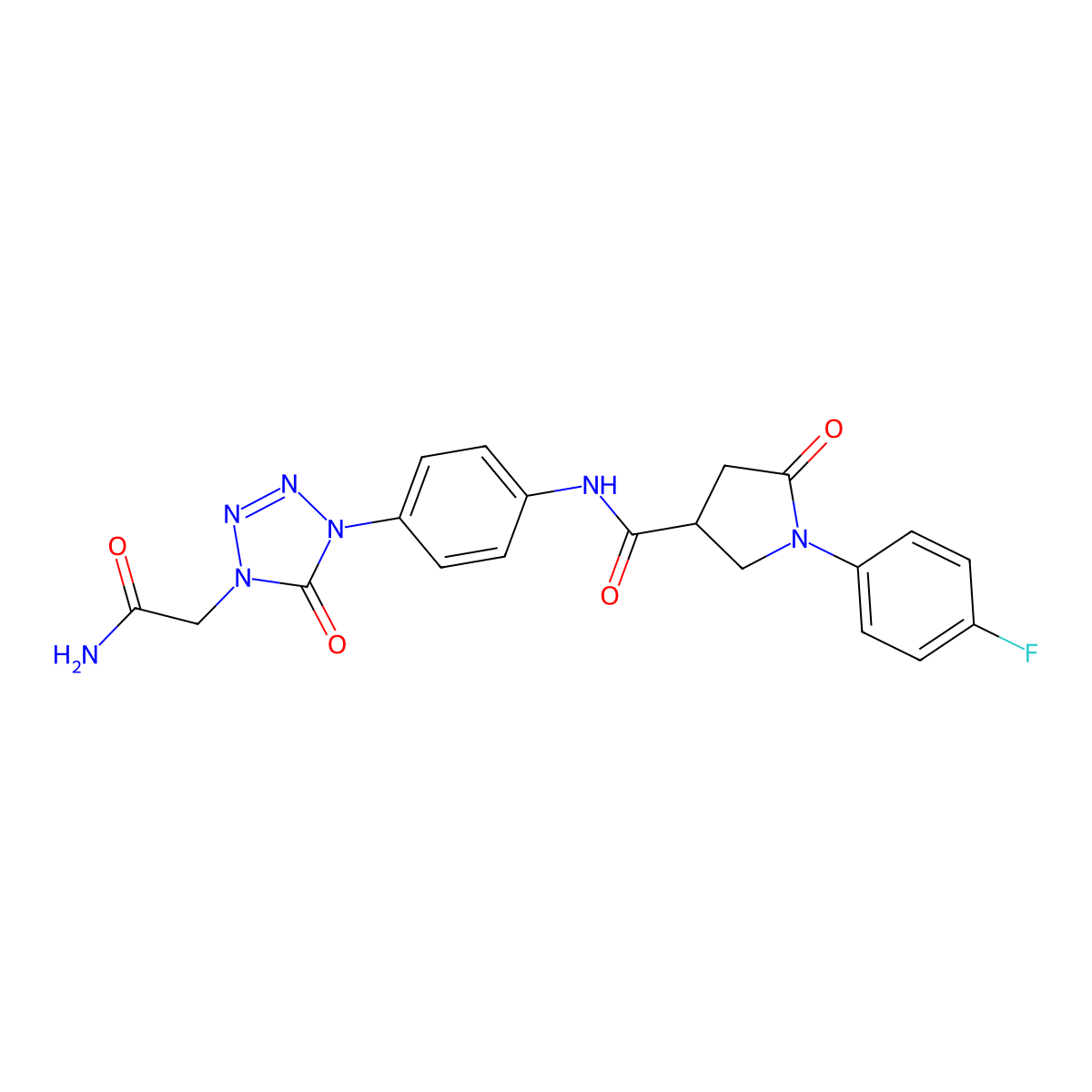N-(4-(4-(2-amino-2-oxoethyl)-5-oxo-4,5-dihydro-1H-tetrazol-1-yl)phenyl)-1-(4-fluorophenyl)-5-oxopyrrolidine-3-carboxamide molecular structure, CAS 1396864-68-8