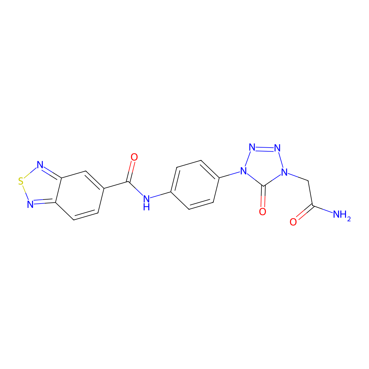 N-(4-(4-(2-amino-2-oxoethyl)-5-oxo-4,5-dihydro-1H-tetrazol-1-yl)phenyl)benzo[c][1,2,5]thiadiazole-5-carboxamide molecular structure, CAS 1396864-72-4