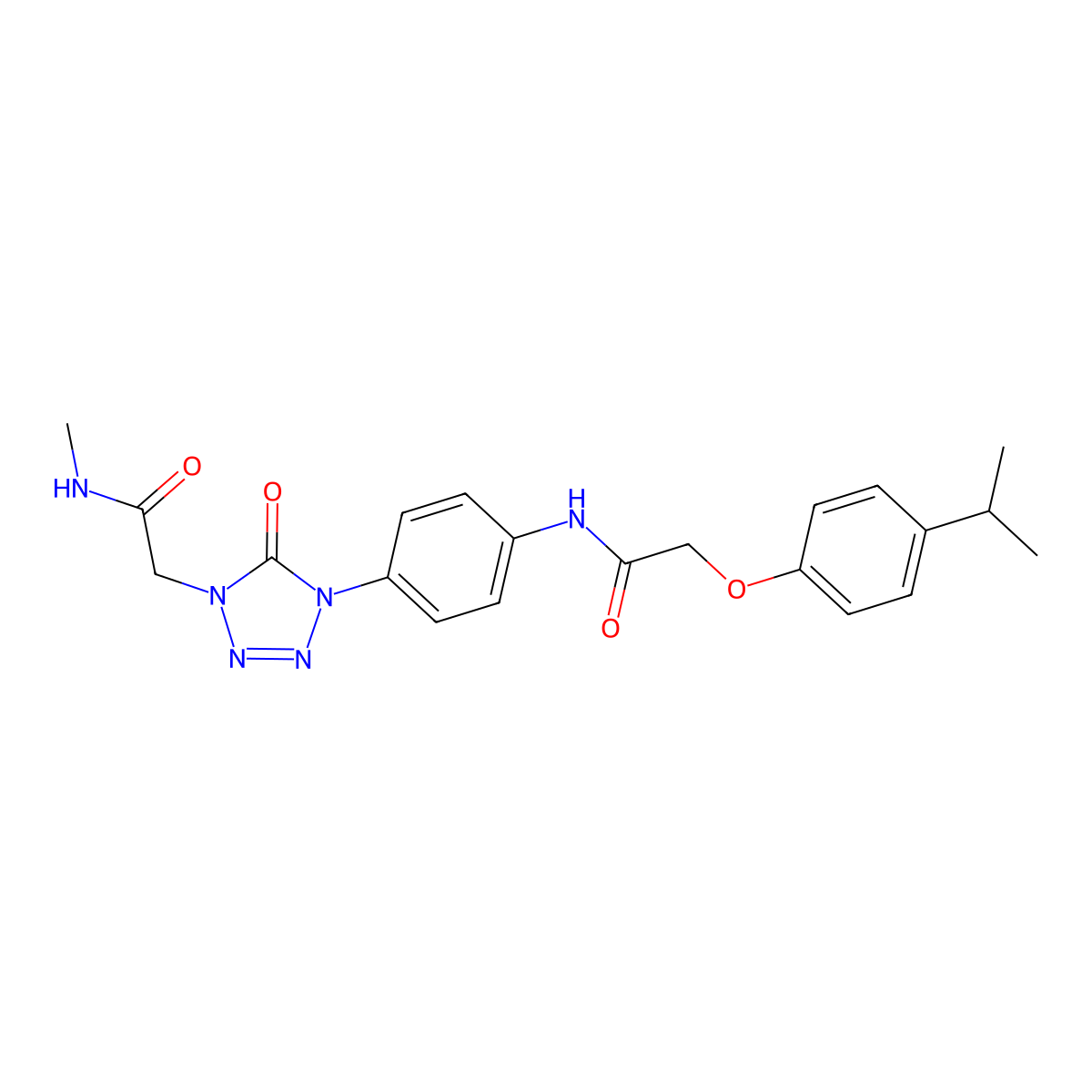 2-(4-isopropylphenoxy)-N-(4-(4-(2-(methylamino)-2-oxoethyl)-5-oxo-4,5-dihydro-1H-tetrazol-1-yl)phenyl)acetamide molecular structure, CAS 1396864-76-8