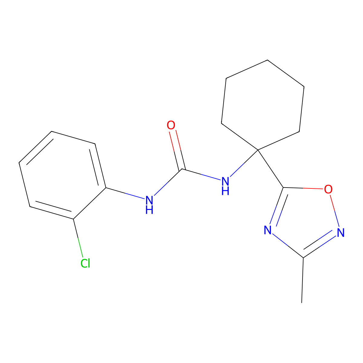 1-(2-Chlorophenyl)-3-[1-(3-methyl-1,2,4-oxadiazol-5-yl)cyclohexyl]urea molecular structure, CAS 1396864-79-1
