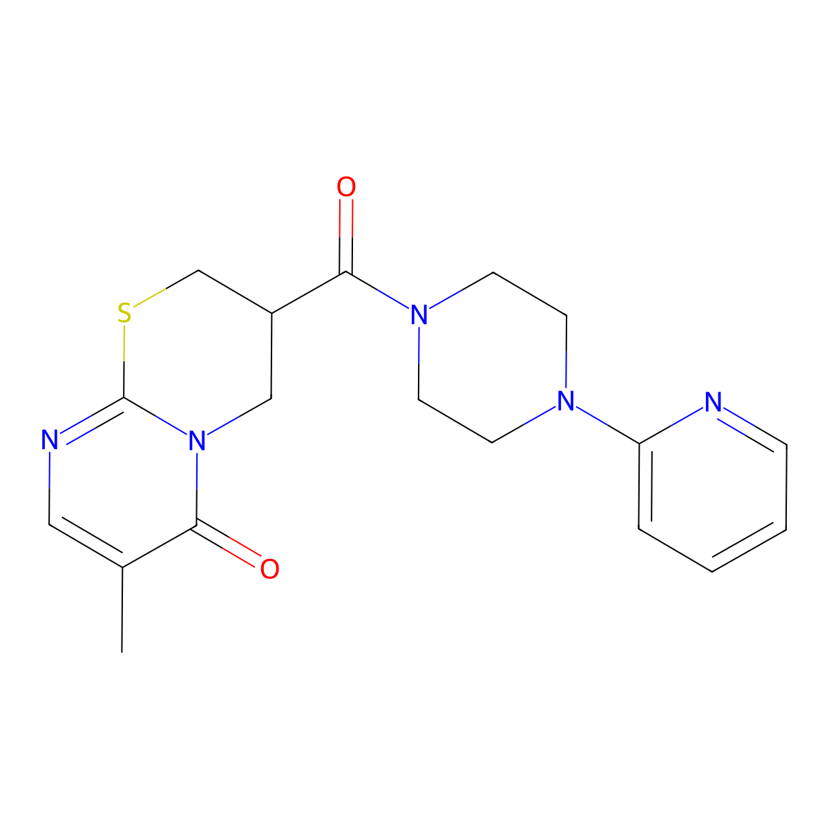 7-methyl-3-(4-(pyridin-2-yl)piperazine-1-carbonyl)-3,4-dihydropyrimido[2,1-b][1,3]thiazin-6(2H)-one molecular structure, CAS 1396864-80-4