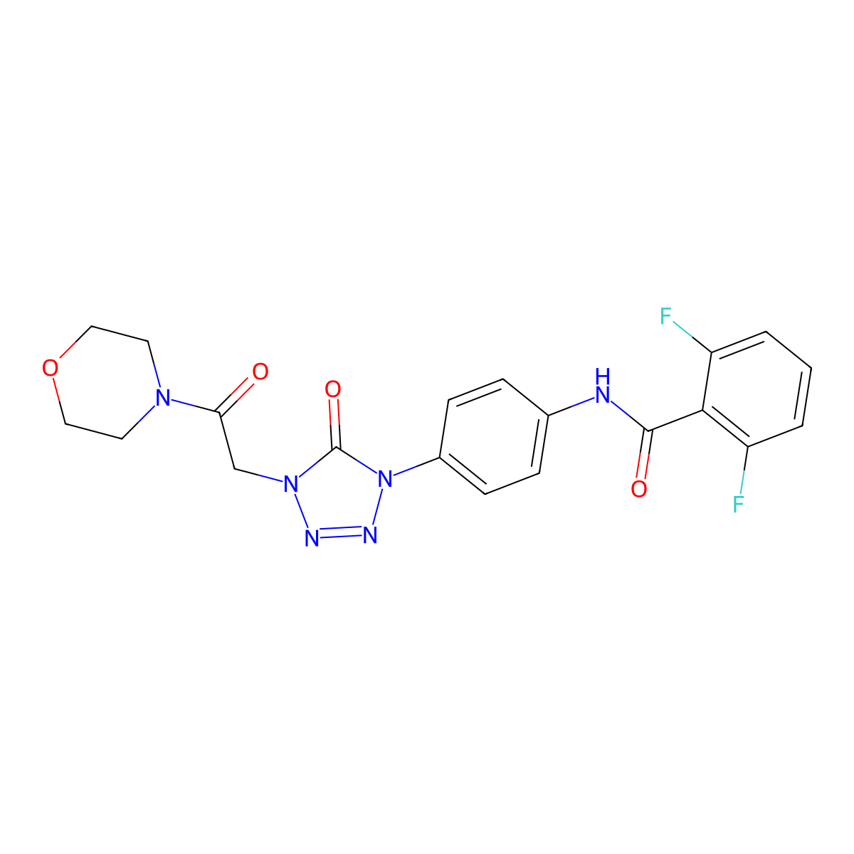 2,6-difluoro-N-(4-(4-(2-morpholino-2-oxoethyl)-5-oxo-4,5-dihydro-1H-tetrazol-1-yl)phenyl)benzamide molecular structure, CAS 1396864-88-2
