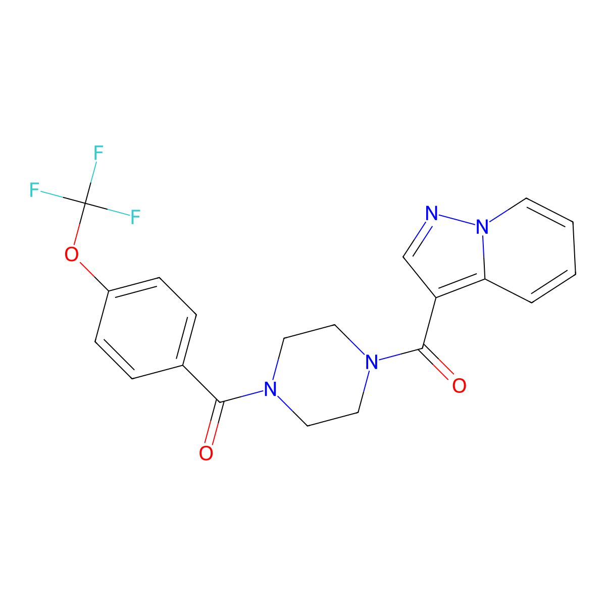 Pyrazolo[1,5-a]pyridin-3-yl(4-(4-(trifluoromethoxy)benzoyl)piperazin-1-yl)methanone molecular structure, CAS 1396864-90-6