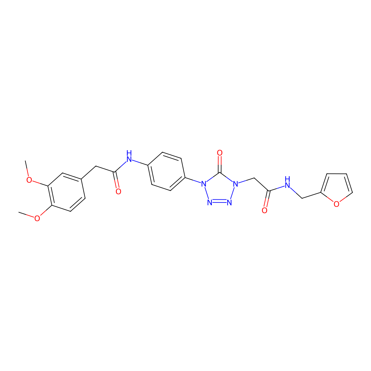 2-(3,4-dimethoxyphenyl)-N-(4-(4-(2-((furan-2-ylmethyl)amino)-2-oxoethyl)-5-oxo-4,5-dihydro-1H-tetrazol-1-yl)phenyl)acetamide molecular structure, CAS 1396864-98-4