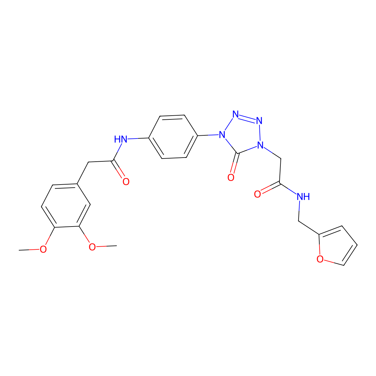 2-(3,4-dimethoxyphenyl)-N-(4-(4-(2-((furan-2-ylmethyl)amino)-2-oxoethyl)-5-oxo-4,5-dihydro-1H-tetrazol-1-yl)phenyl)acetamide molecular structure, CAS 1396864-98-4