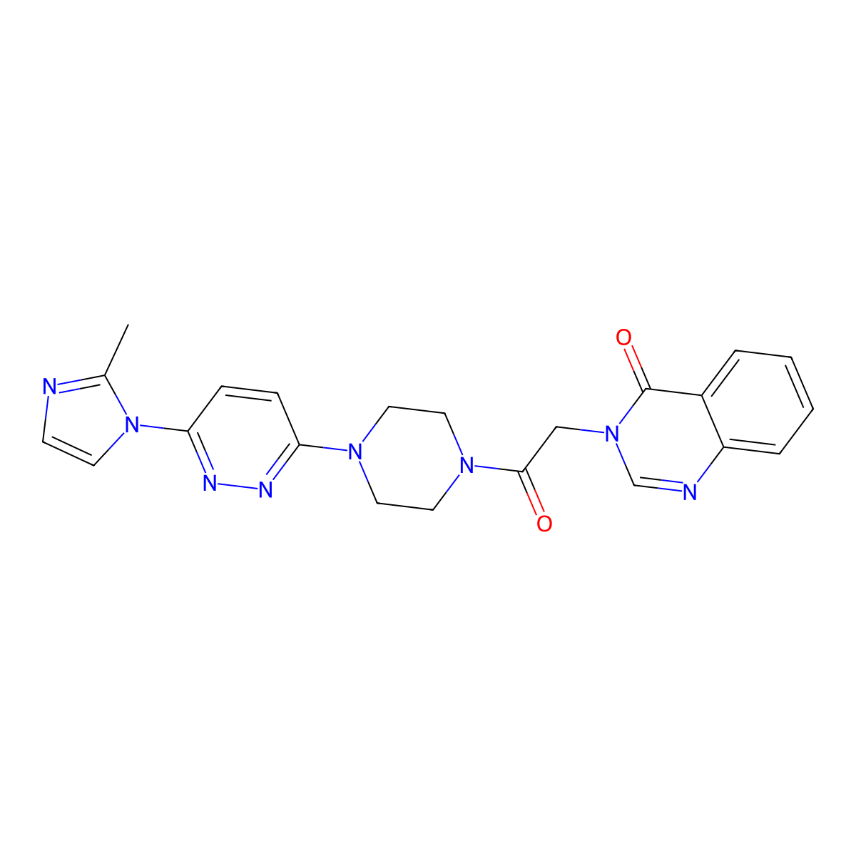 3-(2-(4-(6-(2-methyl-1H-imidazol-1-yl)pyridazin-3-yl)piperazin-1-yl)-2-oxoethyl)quinazolin-4(3H)-one molecular structure, CAS 1396865-03-4