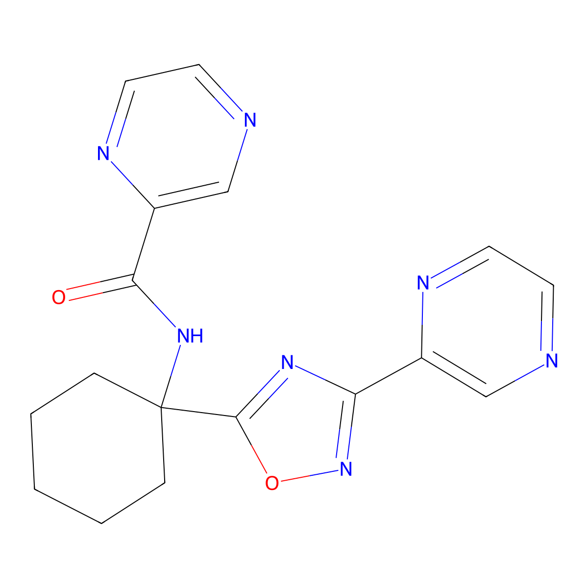 N-[1-(3-pyrazin-2-yl-1,2,4-oxadiazol-5-yl)cyclohexyl]pyrazine-2-carboxamide molecular structure, CAS 1396865-08-9