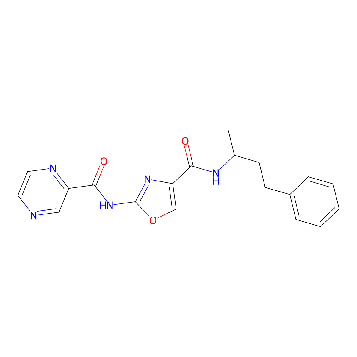 N-(4-phenylbutan-2-yl)-2-(pyrazine-2-carboxamido)oxazole-4-carboxamide molecular structure, CAS 1396865-10-3