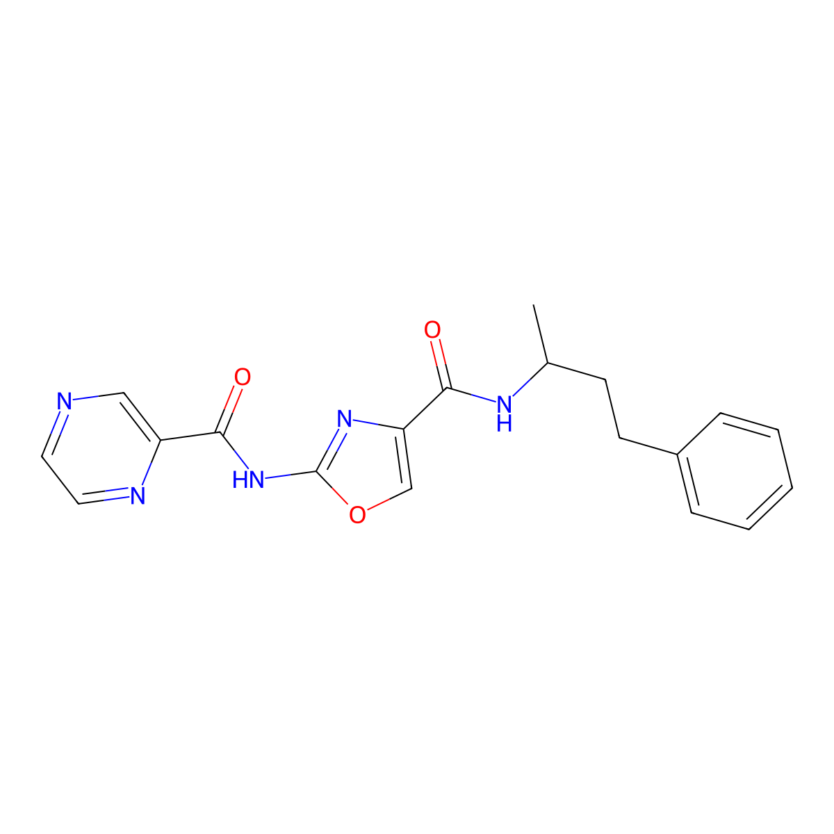 N-(4-phenylbutan-2-yl)-2-(pyrazine-2-carboxamido)oxazole-4-carboxamide molecular structure, CAS 1396865-10-3