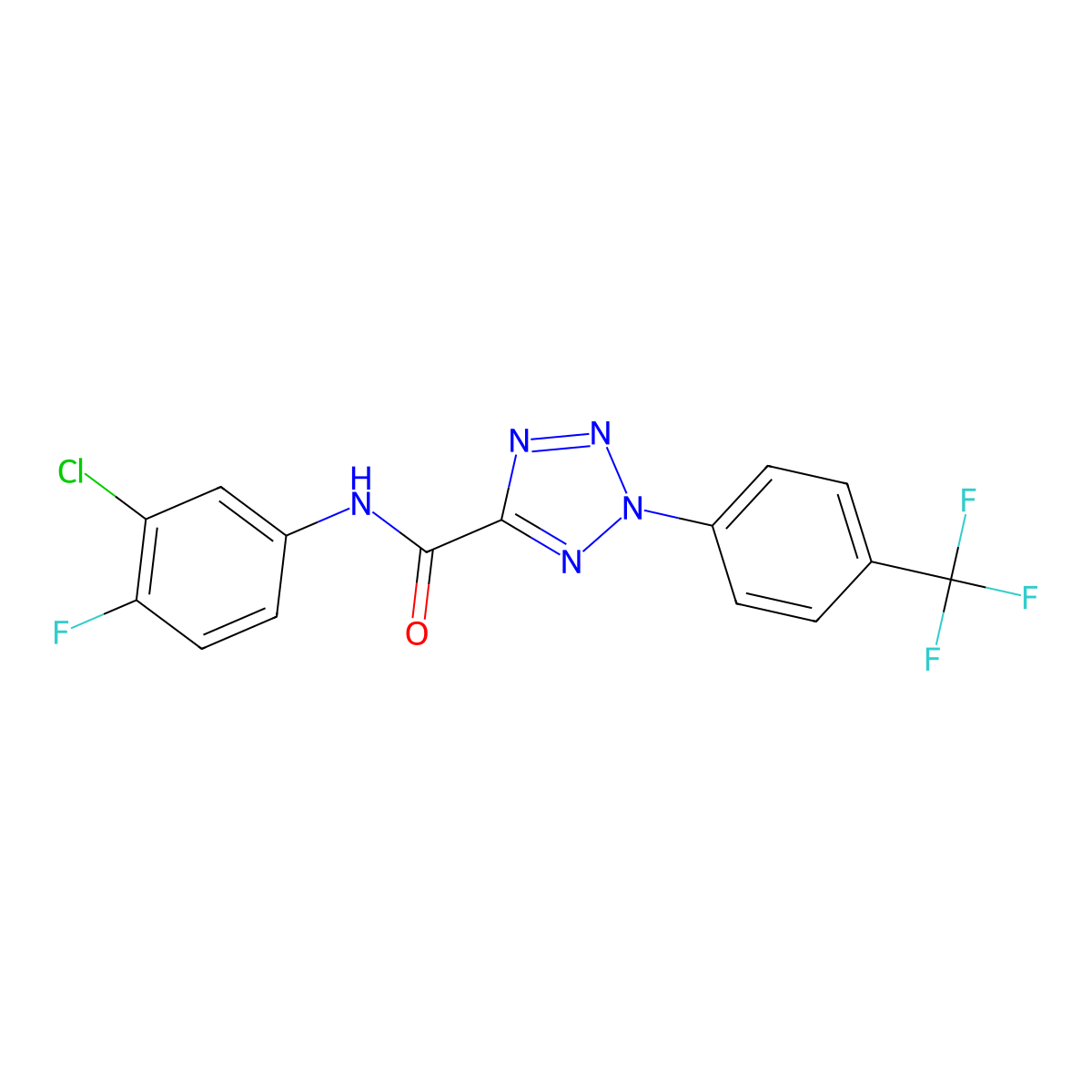 N-(3-chloro-4-fluorophenyl)-2-(4-(trifluoromethyl)phenyl)-2H-tetrazole-5-carboxamide molecular structure, CAS 1396865-11-4