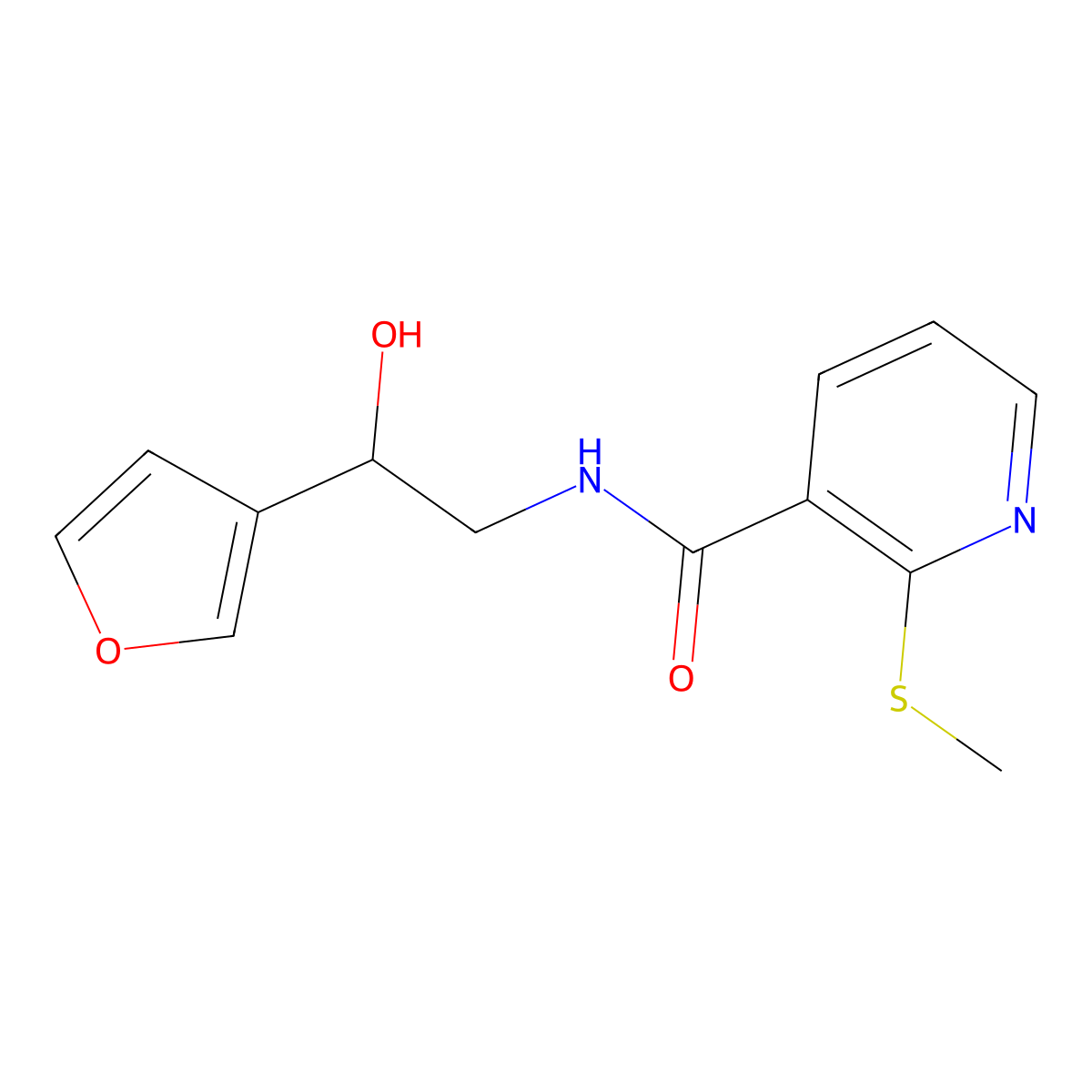 N-(2-(furan-3-yl)-2-hydroxyethyl)-2-(methylthio)nicotinamide molecular structure, CAS 1396865-14-7
