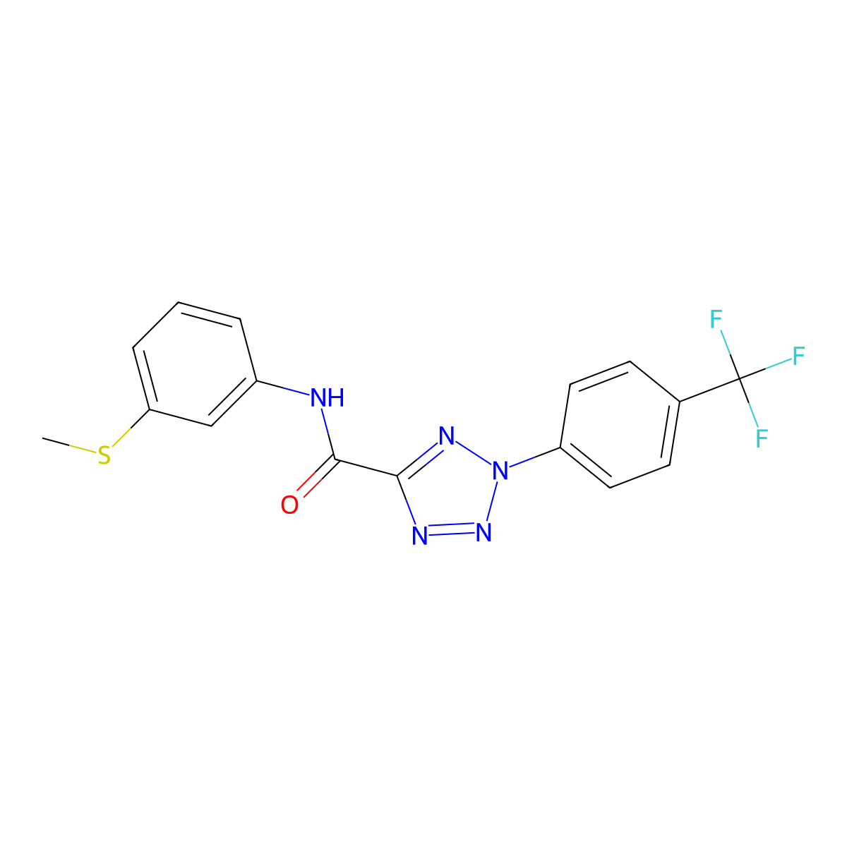 N-(3-(methylthio)phenyl)-2-(4-(trifluoromethyl)phenyl)-2H-tetrazole-5-carboxamide molecular structure, CAS 1396865-16-9
