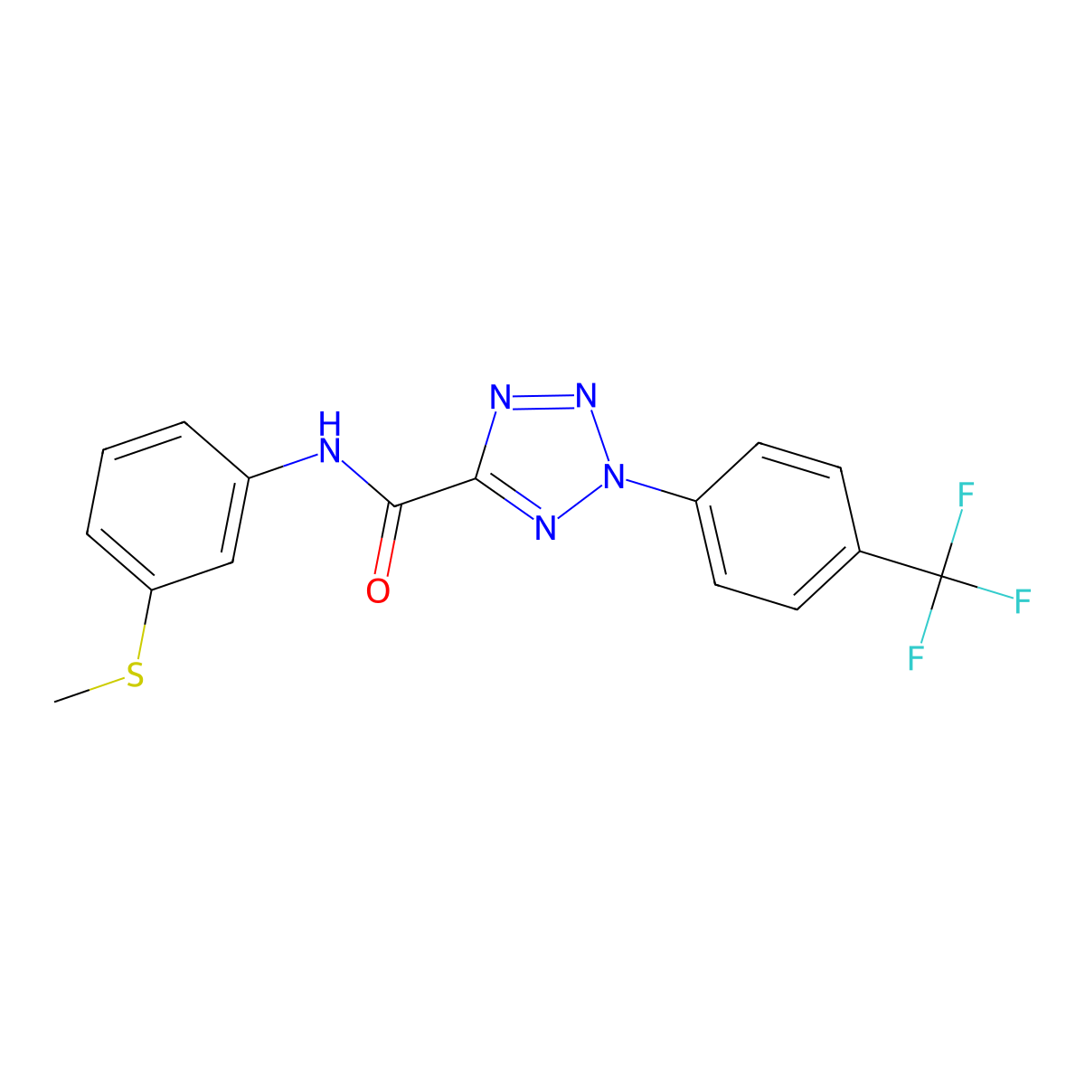 N-(3-(methylthio)phenyl)-2-(4-(trifluoromethyl)phenyl)-2H-tetrazole-5-carboxamide molecular structure, CAS 1396865-16-9