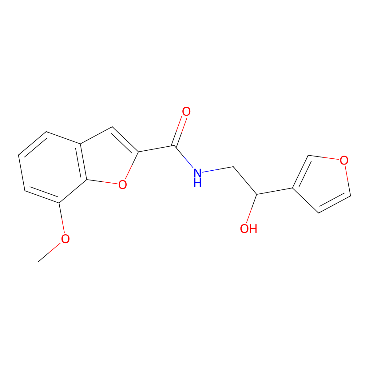 N-(2-(furan-3-yl)-2-hydroxyethyl)-7-methoxybenzofuran-2-carboxamide molecular structure, CAS 1396865-25-0