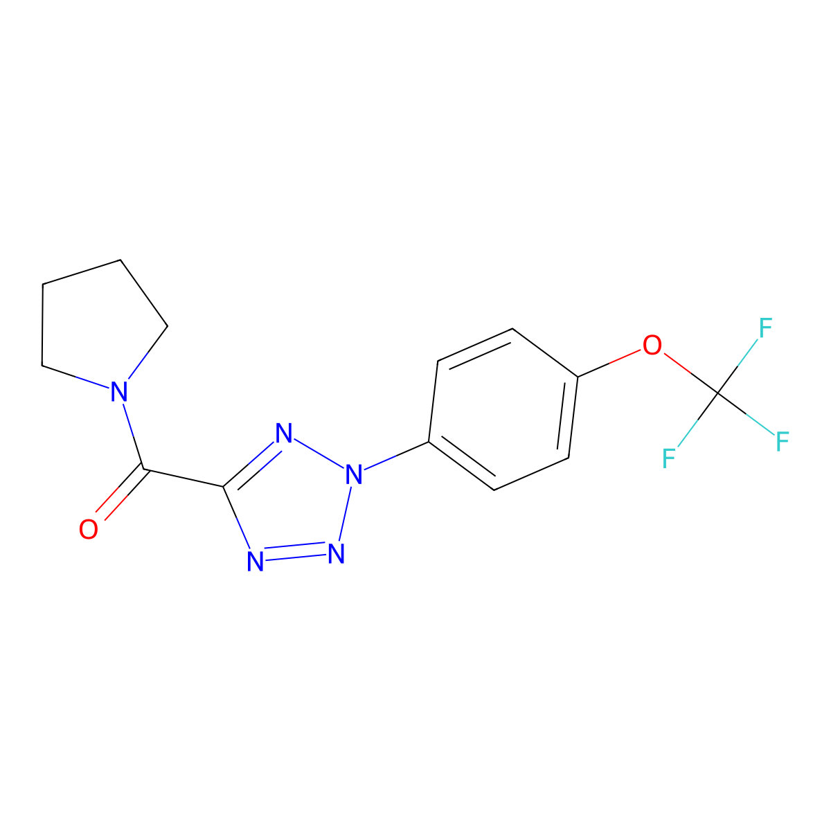 pyrrolidin-1-yl(2-(4-(trifluoromethoxy)phenyl)-2H-tetrazol-5-yl)methanone molecular structure, CAS 1396865-30-7