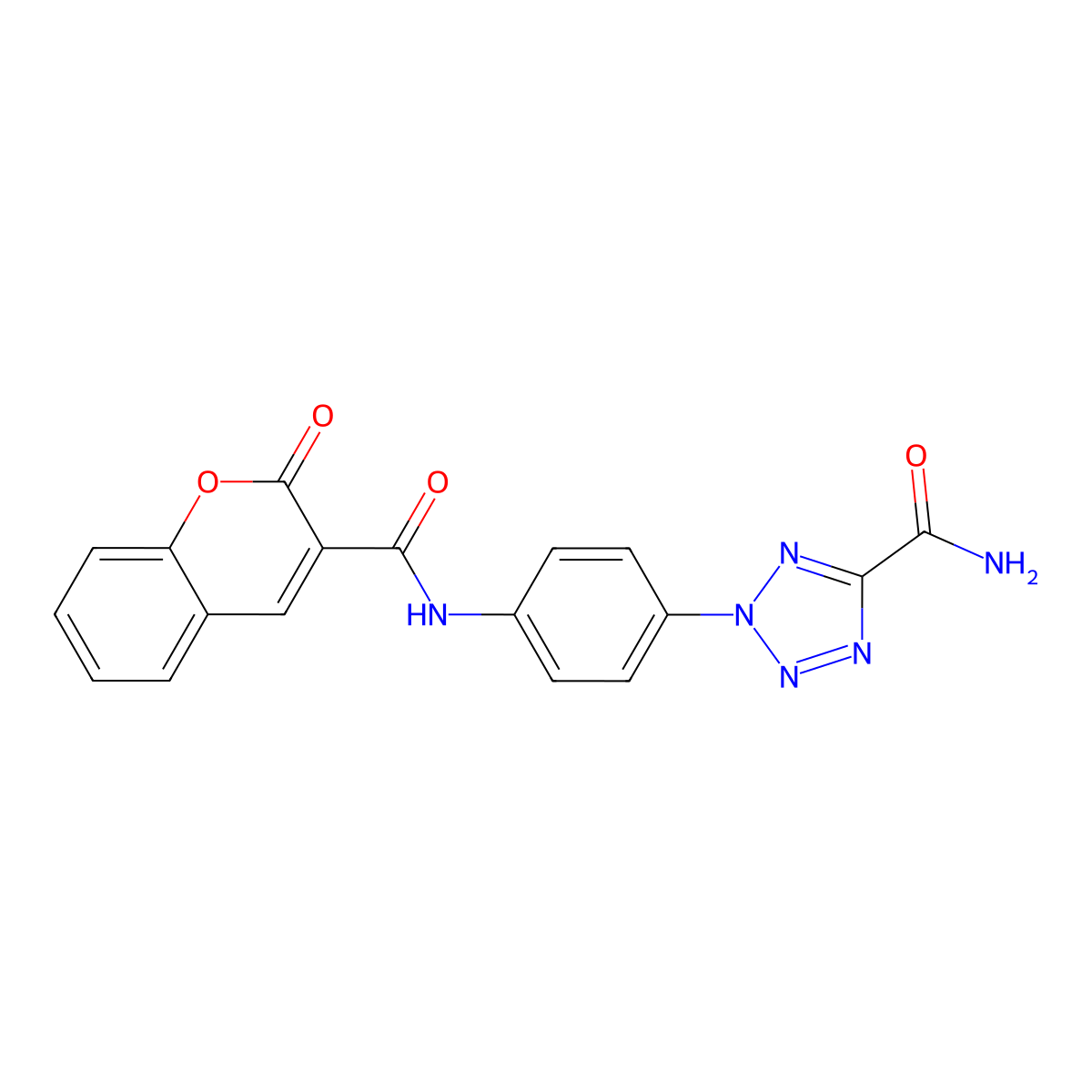2-(4-(2-oxo-2H-chromene-3-carboxamido)phenyl)-2H-tetrazole-5-carboxamide molecular structure, CAS 1396865-32-9