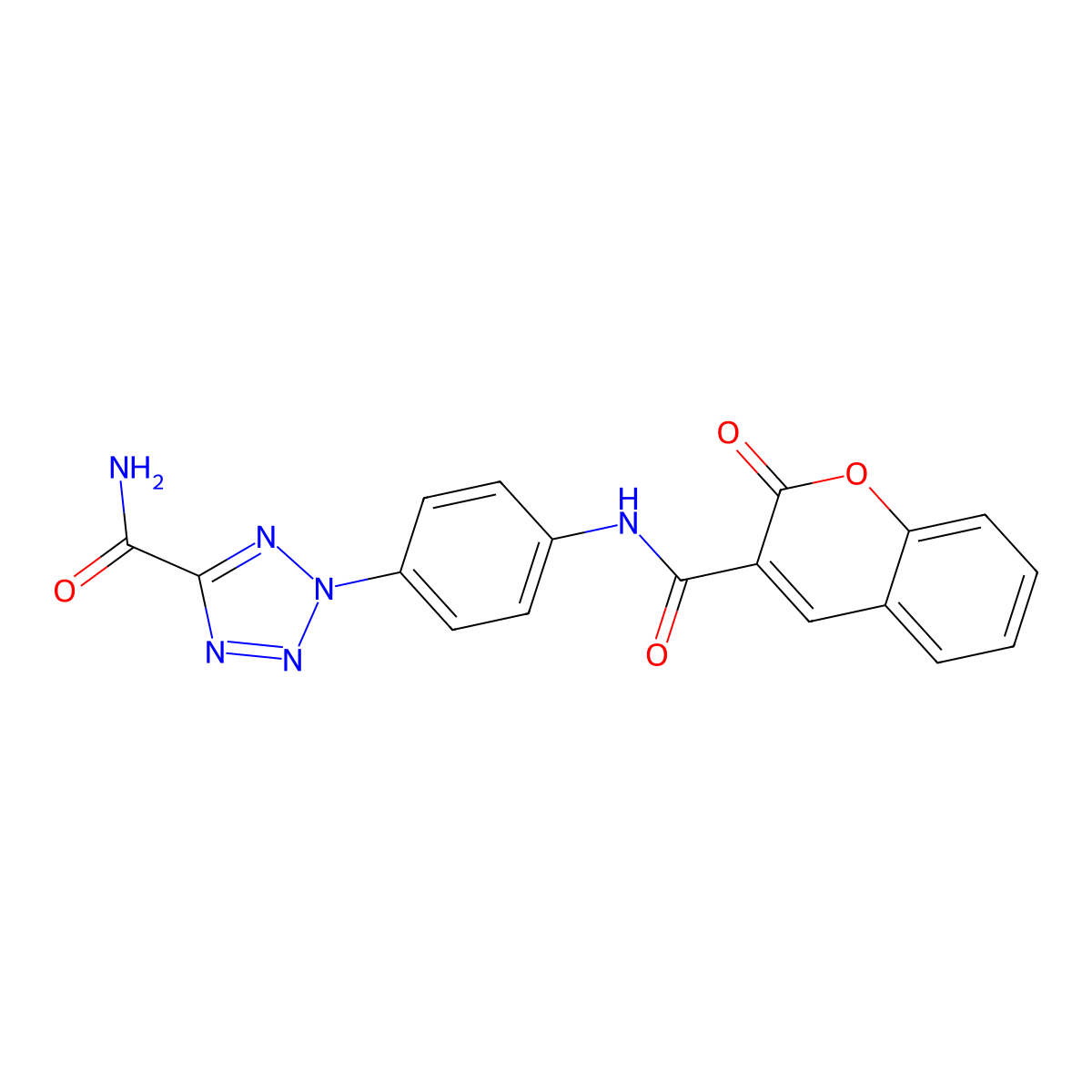 2-(4-(2-oxo-2H-chromene-3-carboxamido)phenyl)-2H-tetrazole-5-carboxamide molecular structure, CAS 1396865-32-9