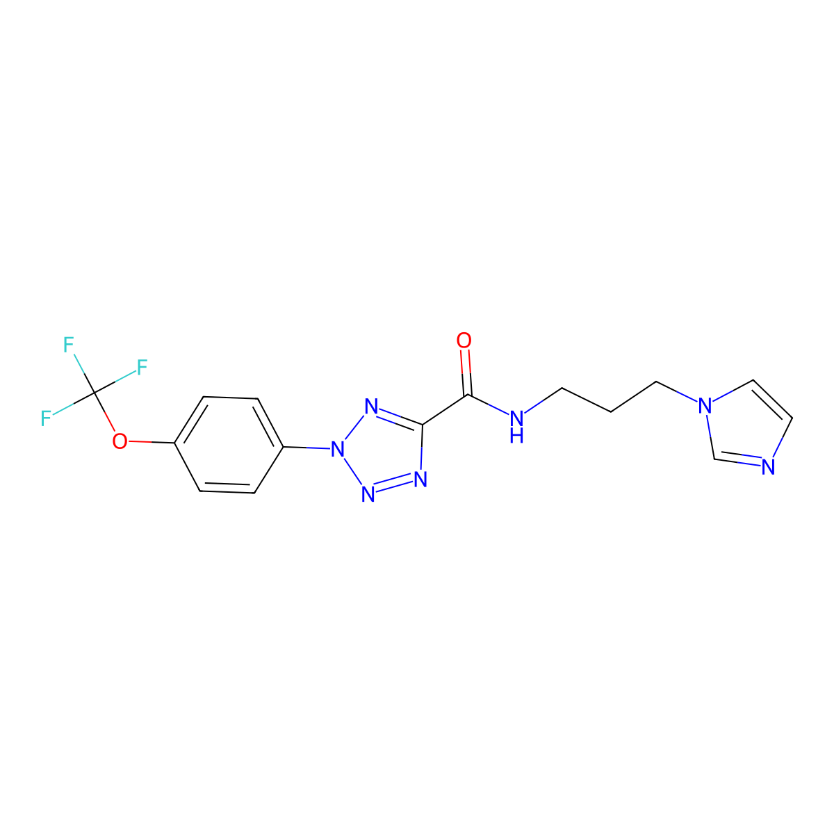 N-(3-(1H-imidazol-1-yl)propyl)-2-(4-(trifluoromethoxy)phenyl)-2H-tetrazole-5-carboxamide molecular structure, CAS 1396865-33-0