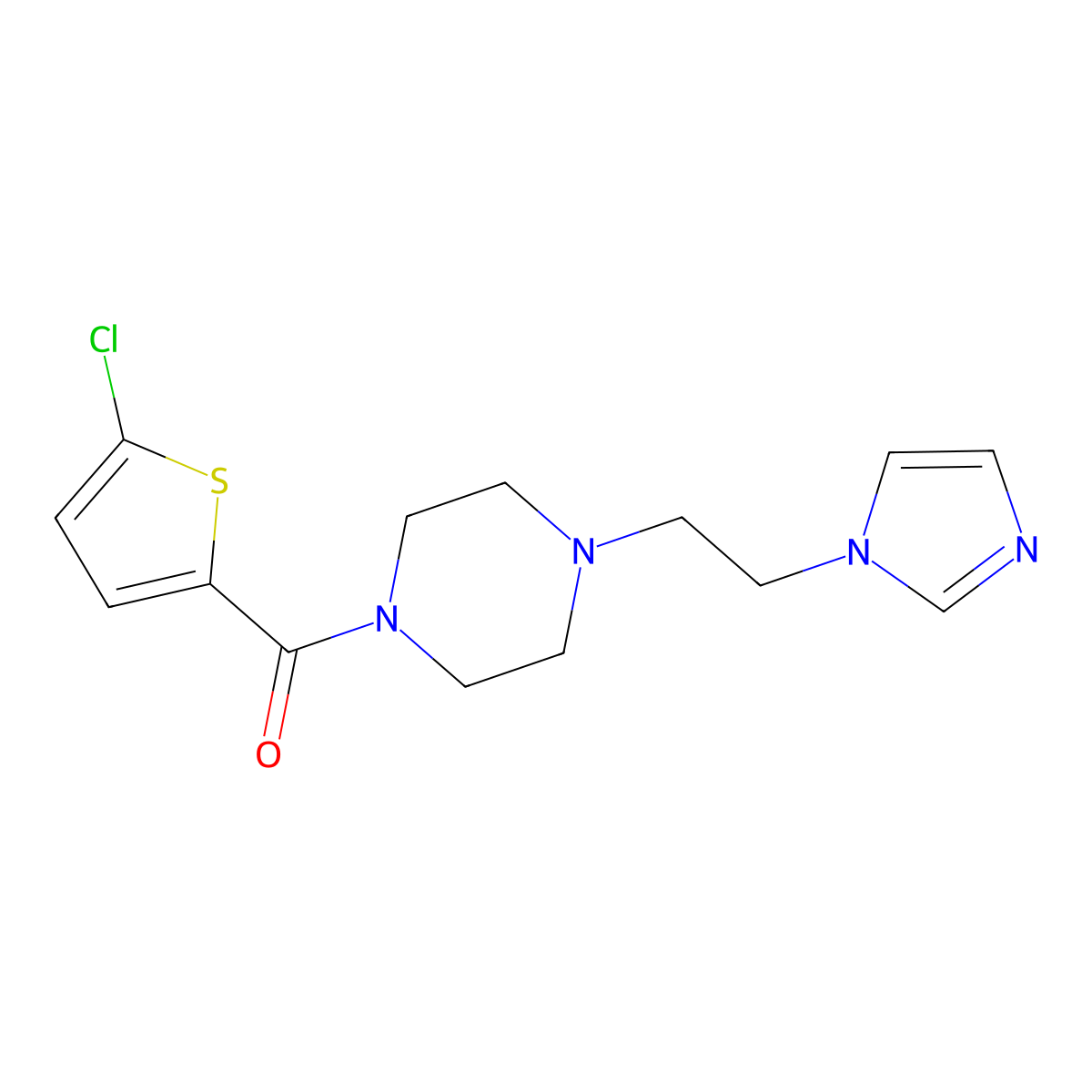 1-(5-chlorothiophene-2-carbonyl)-4-[2-(1H-imidazol-1-yl)ethyl]piperazine molecular structure, CAS 1396865-38-5
