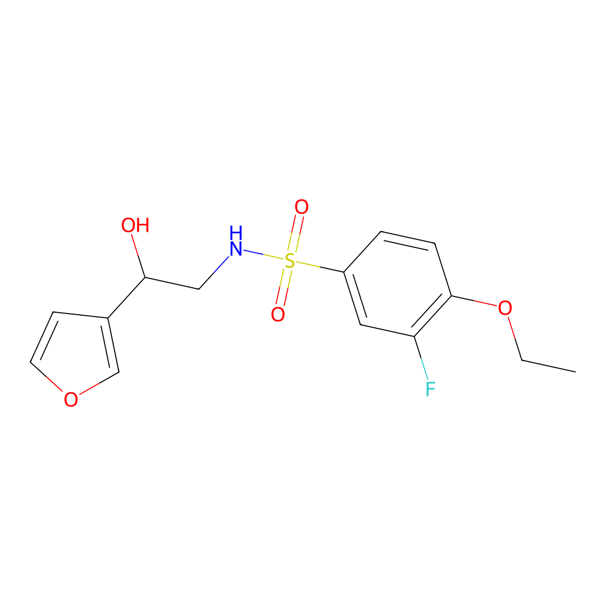 4-ethoxy-3-fluoro-N-(2-(furan-3-yl)-2-hydroxyethyl)benzenesulfonamide molecular structure, CAS 1396865-39-6