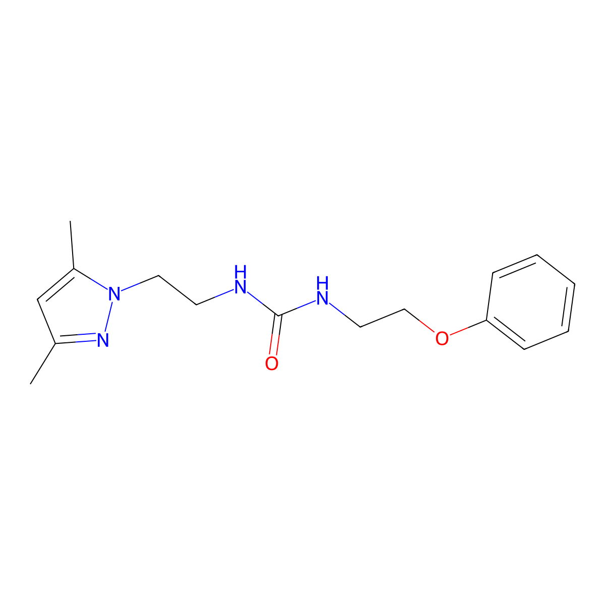 1-(2-(3,5-dimethyl-1H-pyrazol-1-yl)ethyl)-3-(2-phenoxyethyl)urea molecular structure, CAS 1396865-49-8