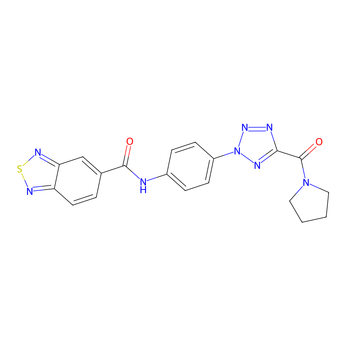 N-(4-(5-(pyrrolidine-1-carbonyl)-2H-tetrazol-2-yl)phenyl)benzo[c][1,2,5]thiadiazole-5-carboxamide molecular structure, CAS 1396865-50-1