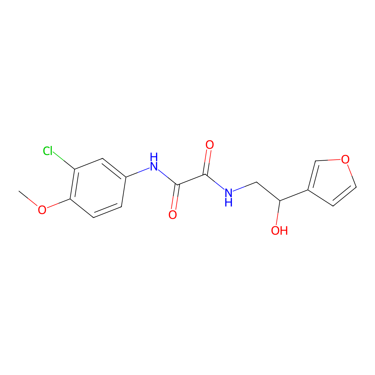 N1-(3-chloro-4-methoxyphenyl)-N2-(2-(furan-3-yl)-2-hydroxyethyl)oxalamide molecular structure, CAS 1396865-51-2