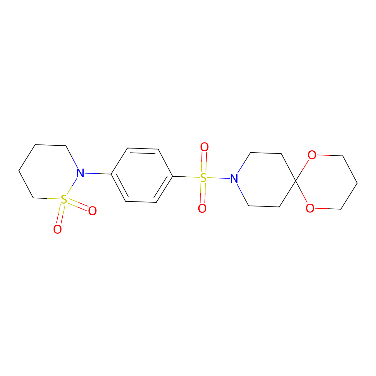 2-(4-(1,5-Dioxa-9-azaspiro[5.5]undecan-9-ylsulfonyl)phenyl)-1,2-thiazinane 1,1-dioxide molecular structure, CAS 1396865-56-7