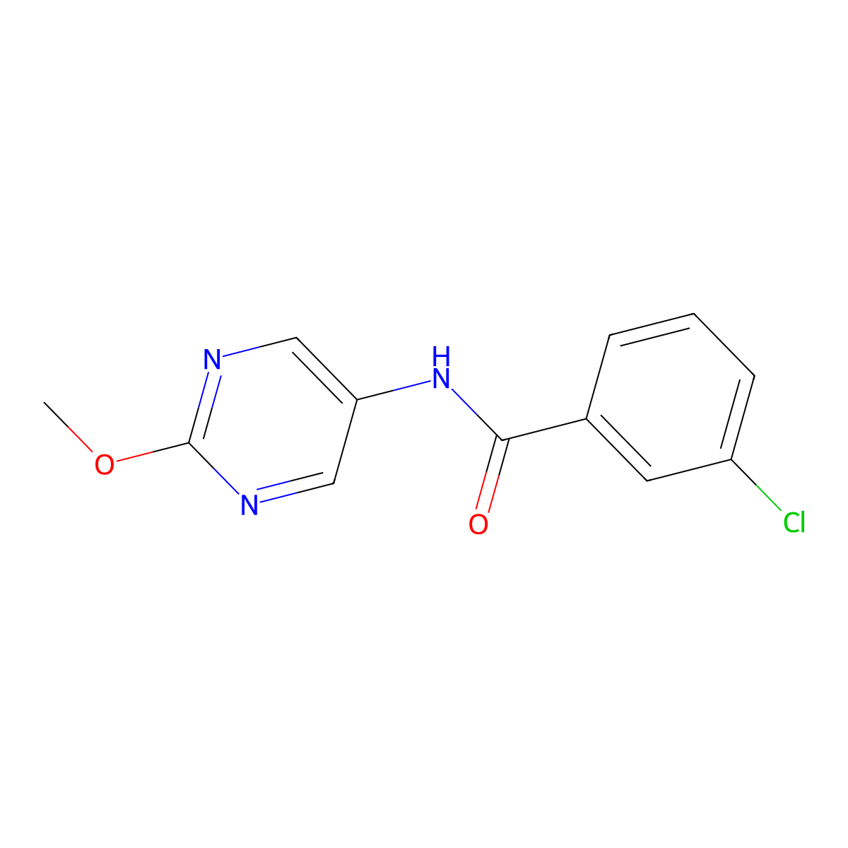 3-chloro-N-(2-methoxypyrimidin-5-yl)benzamide molecular structure, CAS 1396865-65-8