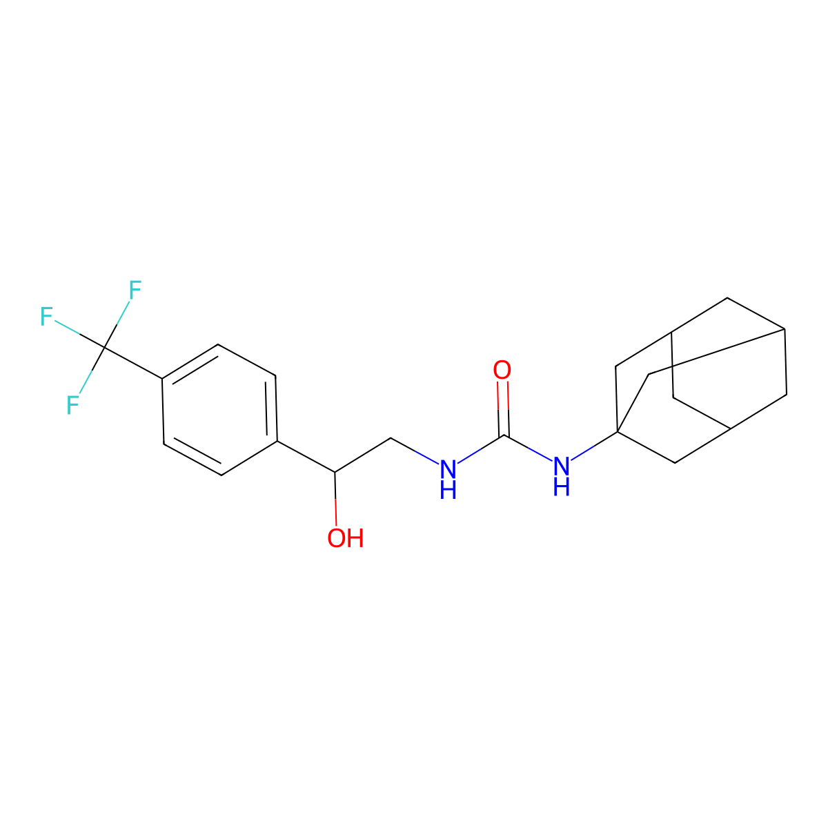 1-((1R,3s)-adamantan-1-yl)-3-(2-hydroxy-2-(4-(trifluoromethyl)phenyl)ethyl)urea molecular structure, CAS 1396865-66-9