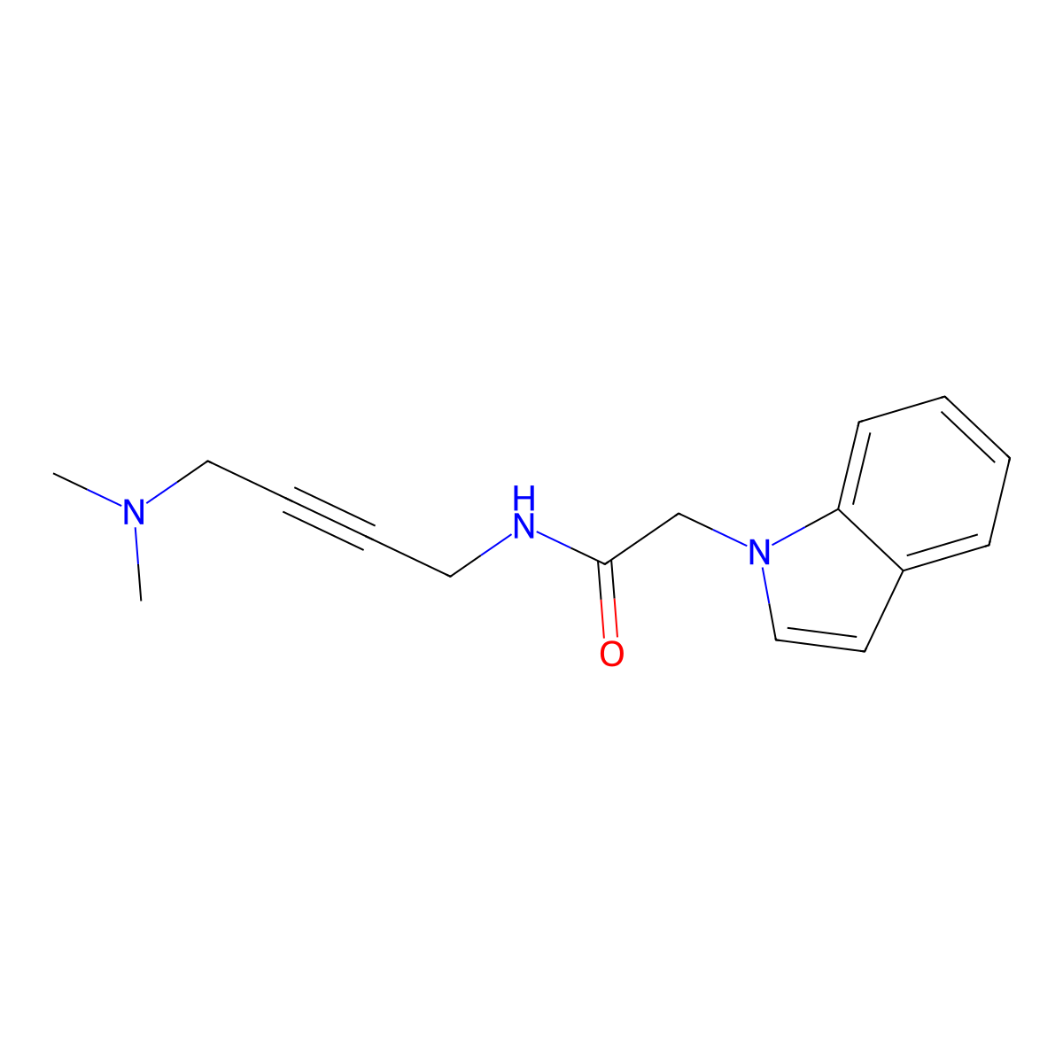 N-(4-(dimethylamino)but-2-yn-1-yl)-2-(1H-indol-1-yl)acetamide molecular structure, CAS 1396865-68-1