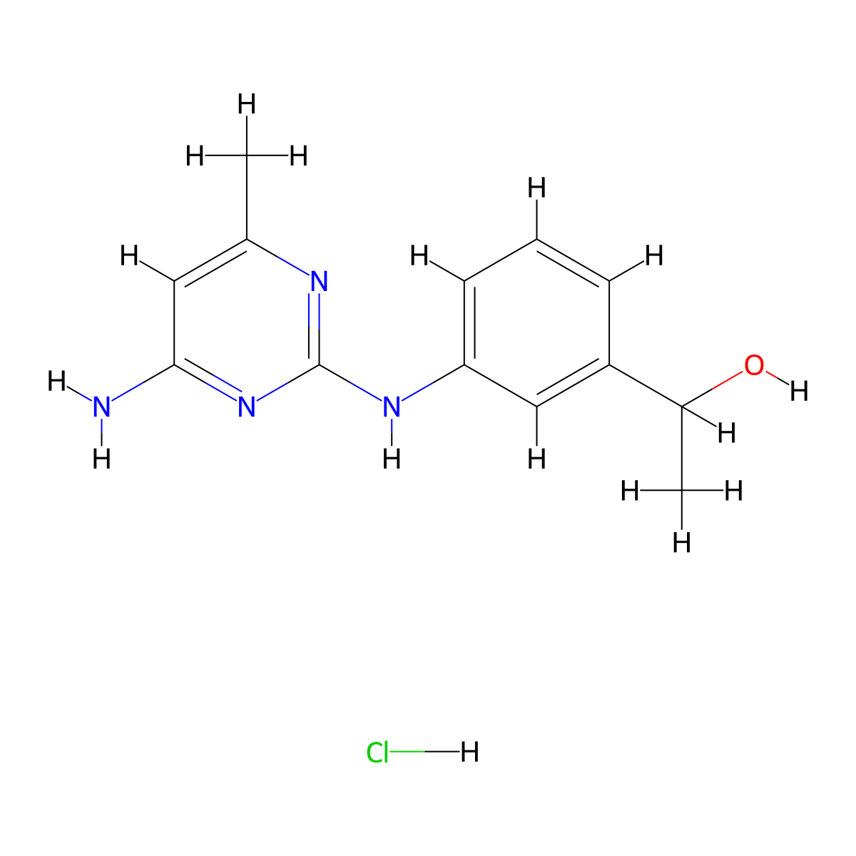 1-(3-((4-Amino-6-methylpyrimidin-2-yl)amino)phenyl)ethanol hydrochloride molecular structure, CAS 1396865-73-8