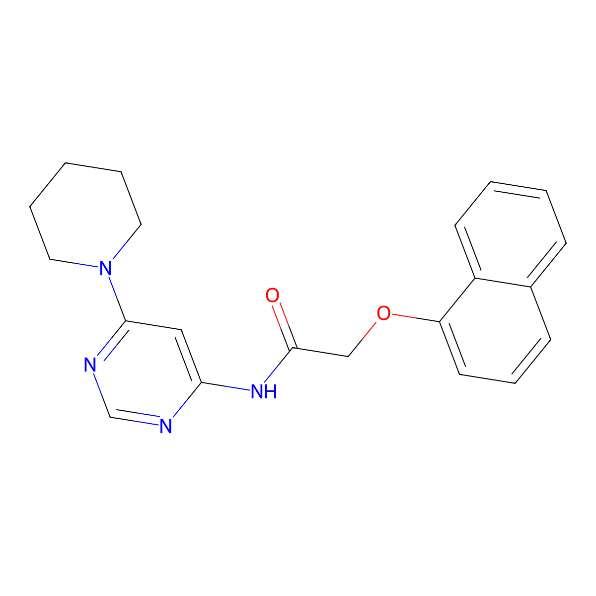 2-(naphthalen-1-yloxy)-N-(6-(piperidin-1-yl)pyrimidin-4-yl)acetamide molecular structure, CAS 1396865-76-1