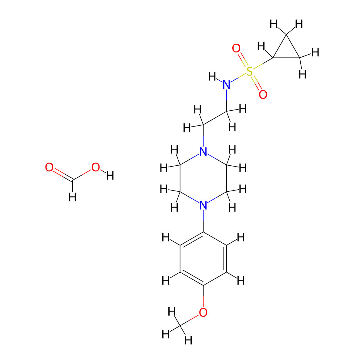 N-(2-(4-(4-methoxyphenyl)piperazin-1-yl)ethyl)cyclopropanesulfonamide formate molecular structure, CAS 1396865-84-1