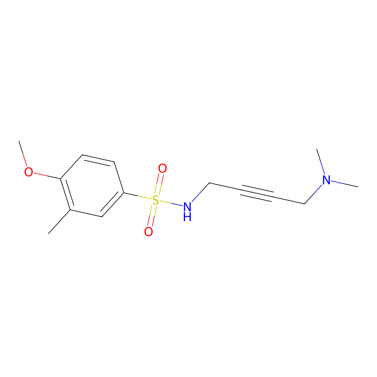 N-(4-(dimethylamino)but-2-yn-1-yl)-4-methoxy-3-methylbenzenesulfonamide molecular structure, CAS 1396865-86-3