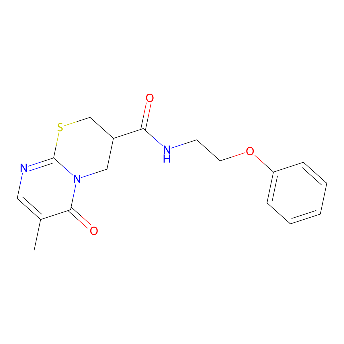7-methyl-6-oxo-N-(2-phenoxyethyl)-2,3,4,6-tetrahydropyrimido[2,1-b][1,3]thiazine-3-carboxamide molecular structure, CAS 1396865-89-6