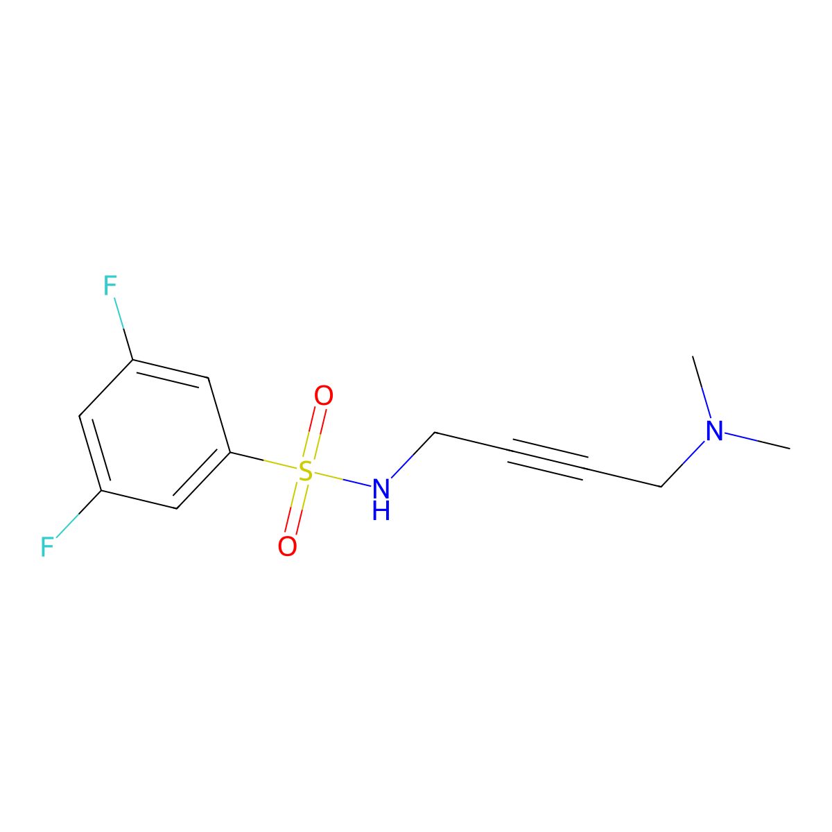 N-(4-(dimethylamino)but-2-yn-1-yl)-3,5-difluorobenzenesulfonamide molecular structure, CAS 1396865-90-9
