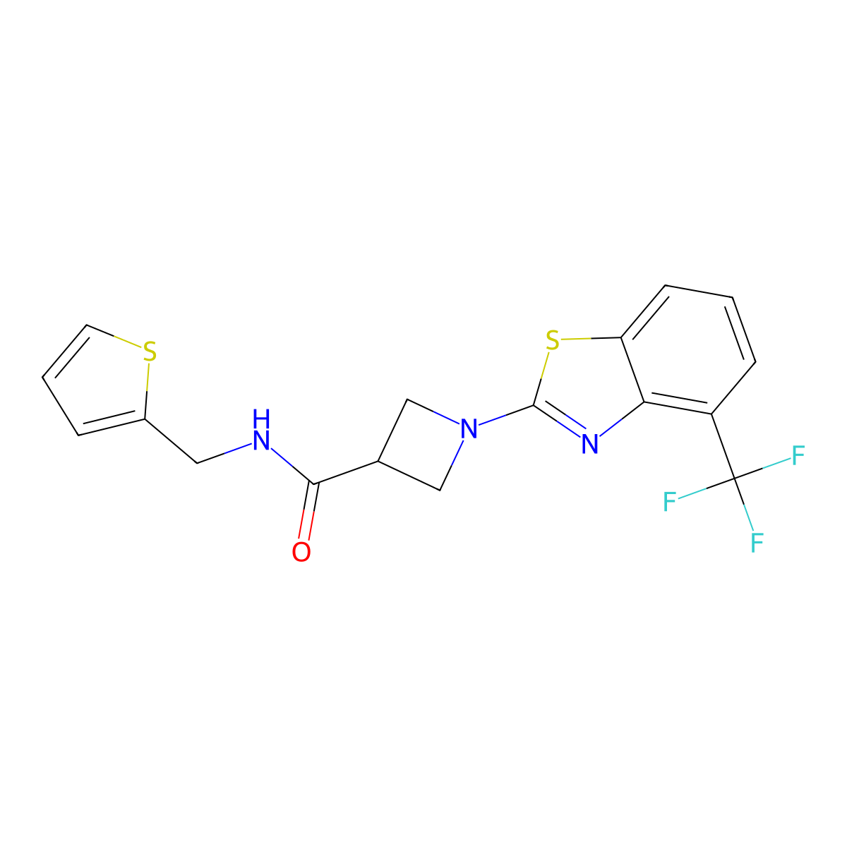 N-(thiophen-2-ylmethyl)-1-(4-(trifluoromethyl)benzo[d]thiazol-2-yl)azetidine-3-carboxamide molecular structure, CAS 1396865-91-0