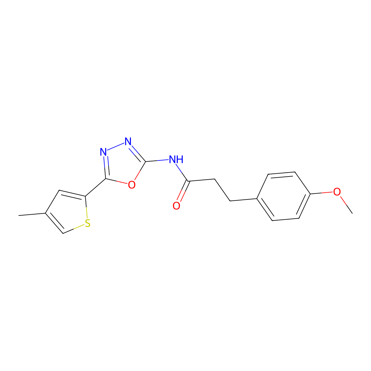 3-(4-methoxyphenyl)-N-[5-(4-methylthiophen-2-yl)-1,3,4-oxadiazol-2-yl]propanamide molecular structure, CAS 1396866-02-6