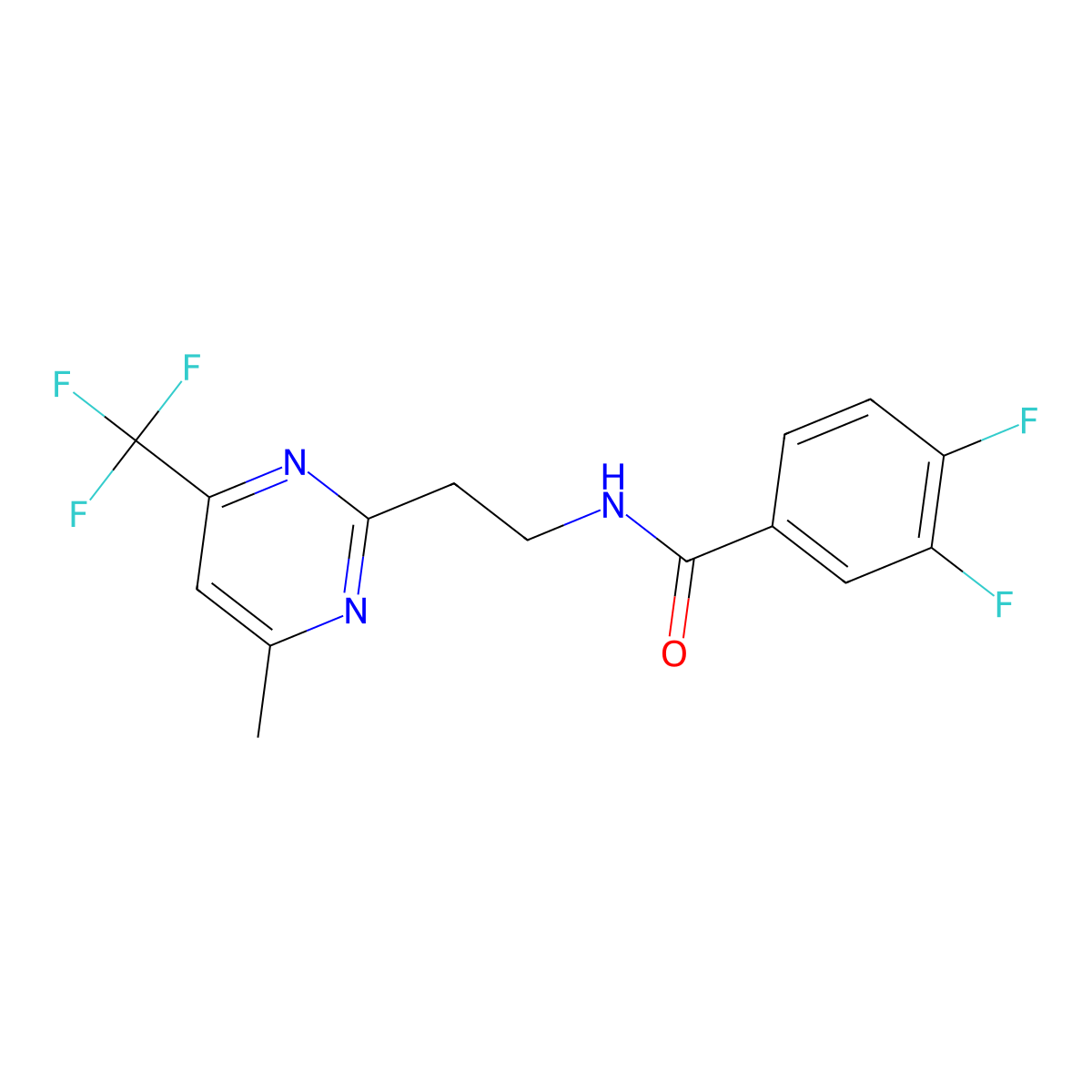 3,4-difluoro-N-{2-[4-methyl-6-(trifluoromethyl)pyrimidin-2-yl]ethyl}benzamide molecular structure, CAS 1396866-08-2