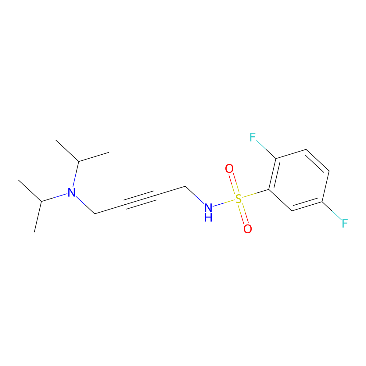 N-(4-(diisopropylamino)but-2-yn-1-yl)-2,5-difluorobenzenesulfonamide molecular structure, CAS 1396866-20-8