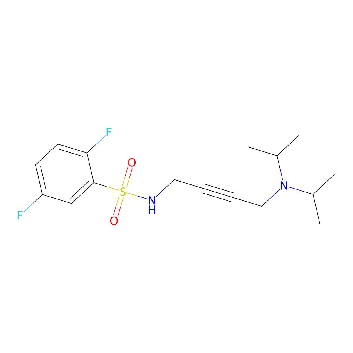 N-(4-(diisopropylamino)but-2-yn-1-yl)-2,5-difluorobenzenesulfonamide molecular structure, CAS 1396866-20-8
