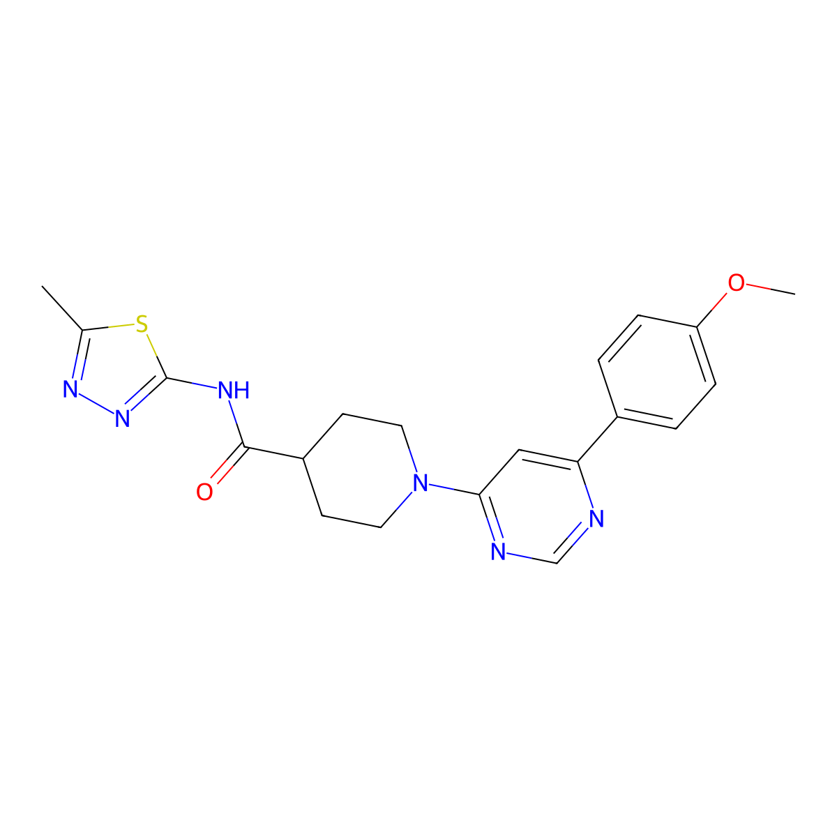 1-[6-(4-methoxyphenyl)pyrimidin-4-yl]-N-(5-methyl-1,3,4-thiadiazol-2-yl)piperidine-4-carboxamide molecular structure, CAS 1396866-25-3