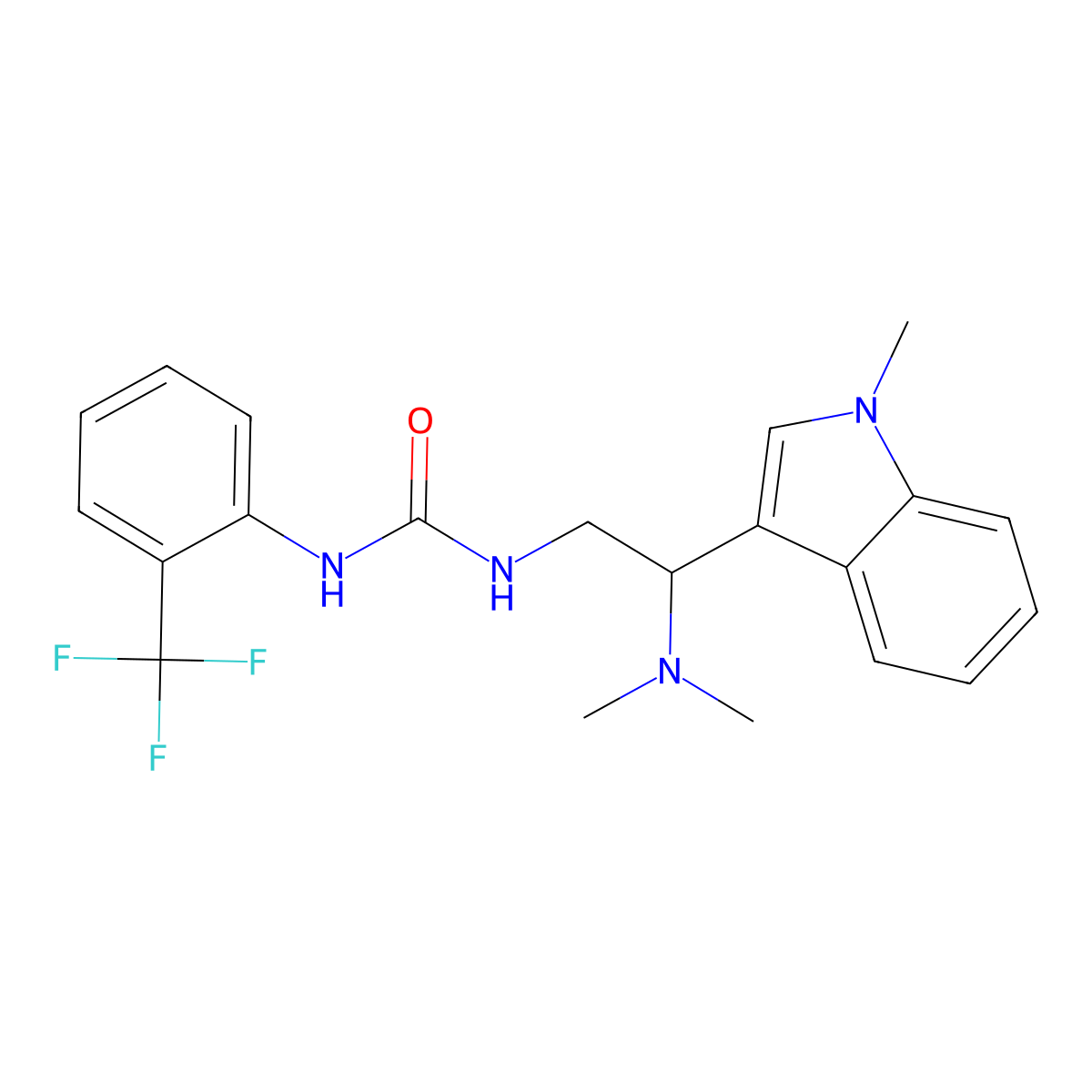 1-(2-(dimethylamino)-2-(1-methyl-1H-indol-3-yl)ethyl)-3-(2-(trifluoromethyl)phenyl)urea molecular structure, CAS 1396866-26-4
