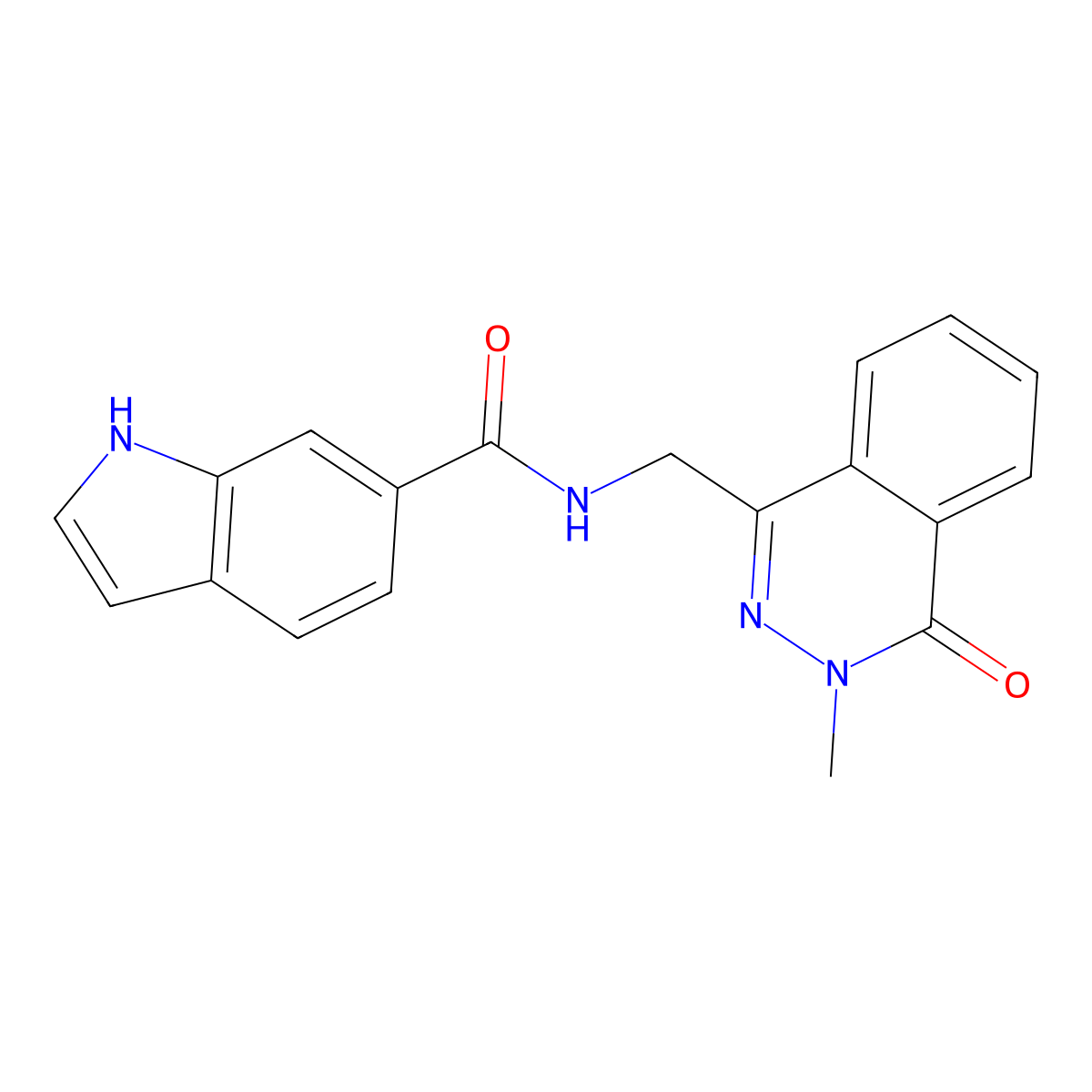 N-[(3-methyl-4-oxo-3,4-dihydrophthalazin-1-yl)methyl]-1H-indole-6-carboxamide molecular structure, CAS 1396866-27-5