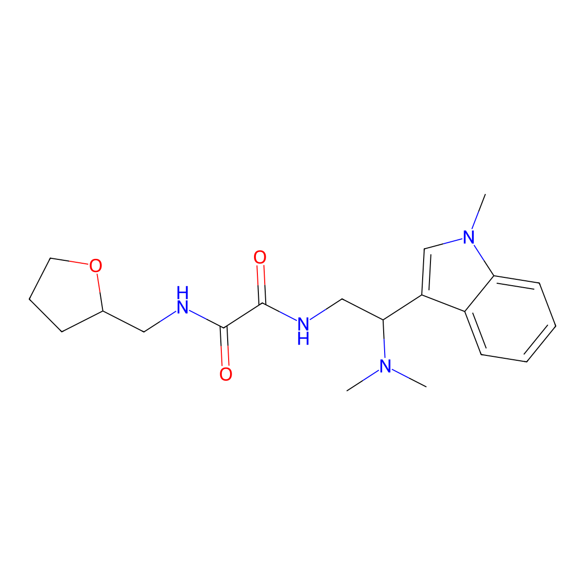 N1-(2-(dimethylamino)-2-(1-methyl-1H-indol-3-yl)ethyl)-N2-((tetrahydrofuran-2-yl)methyl)oxalamide molecular structure, CAS 1396866-34-4