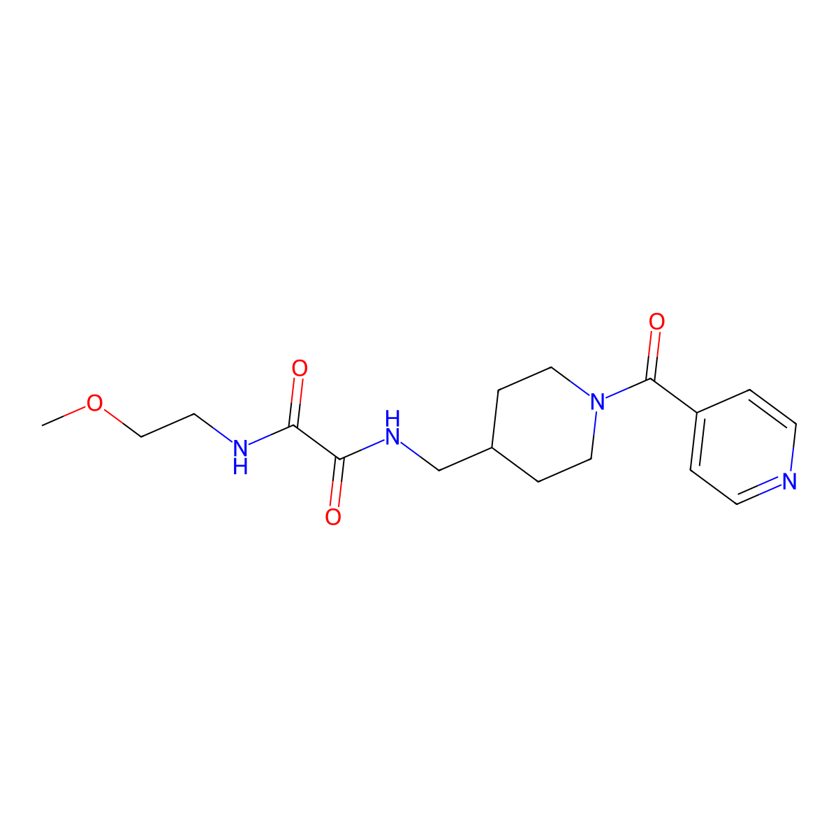 N1-((1-isonicotinoylpiperidin-4-yl)methyl)-N2-(2-methoxyethyl)oxalamide molecular structure, CAS 1396866-35-5