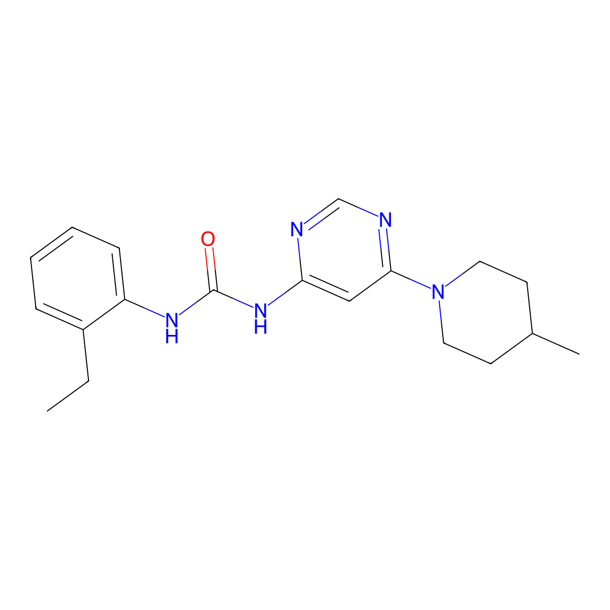 1-(2-Ethylphenyl)-3-[6-(4-methylpiperidin-1-yl)pyrimidin-4-yl]urea molecular structure, CAS 1396866-36-6