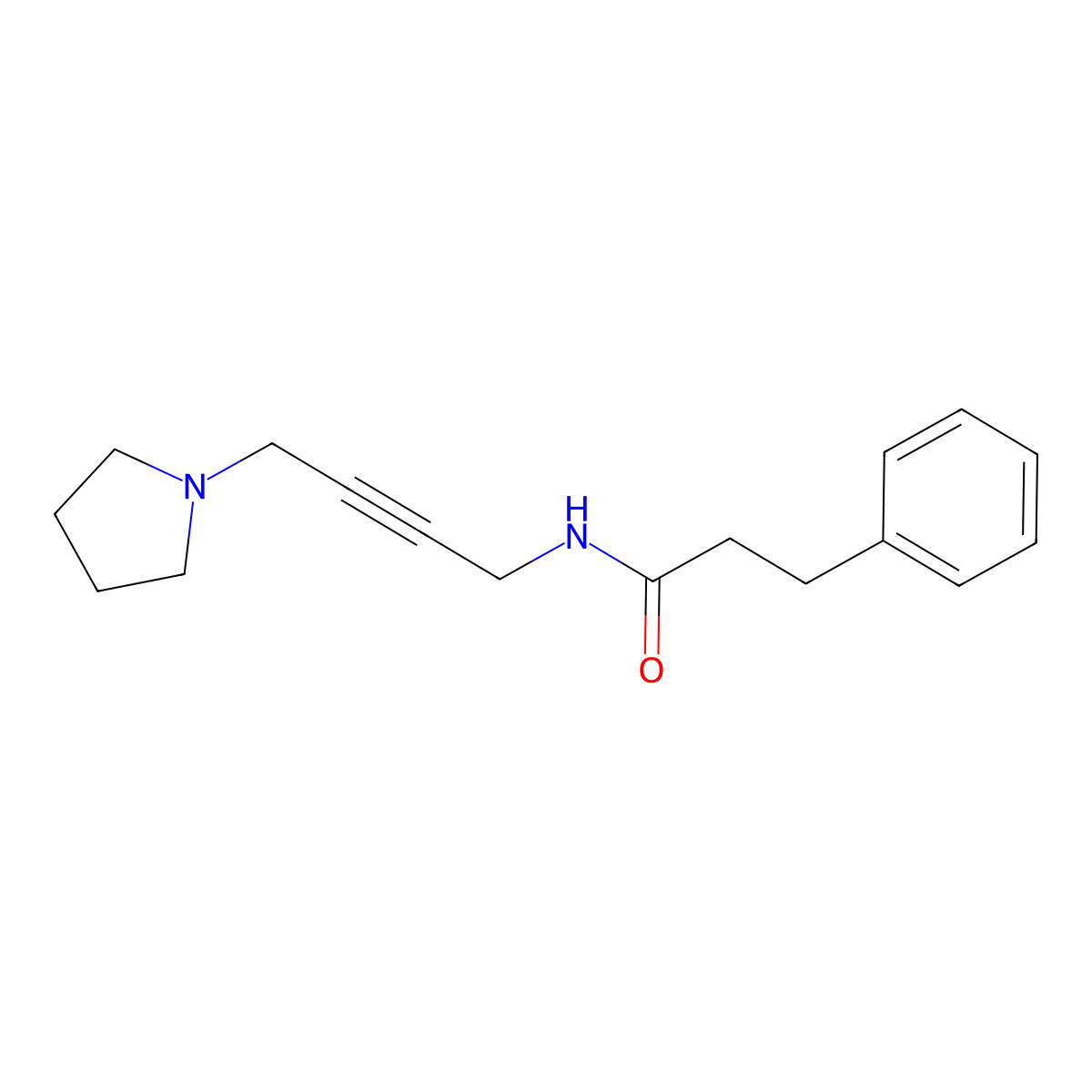 3-phenyl-N-[4-(pyrrolidin-1-yl)but-2-yn-1-yl]propanamide molecular structure, CAS 1396866-37-7