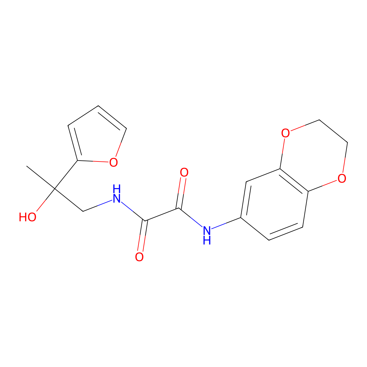 N1-(2,3-dihydrobenzo[b][1,4]dioxin-6-yl)-N2-(2-(furan-2-yl)-2-hydroxypropyl)oxalamide molecular structure, CAS 1396866-40-2